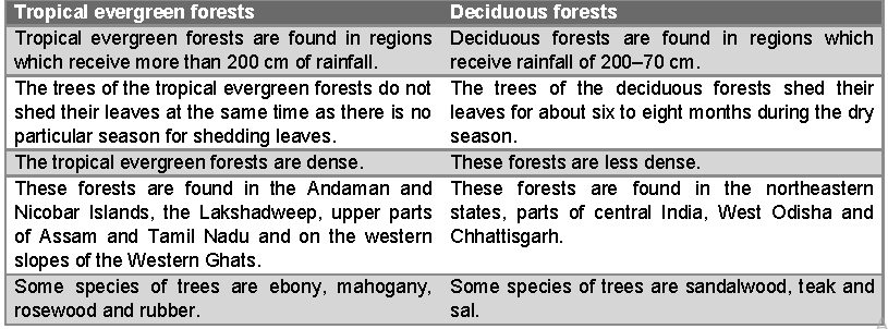 Notes Natural Vegetation of India ICSE Class 10 Geography