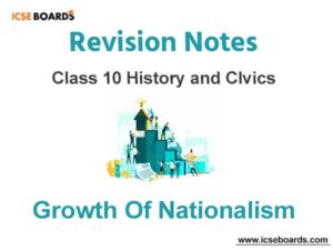 Notes Growth Of Nationalism ICSE Class 10 History